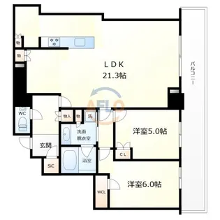 プレミストタワー大阪新町ローレルコート【15階】の間取り