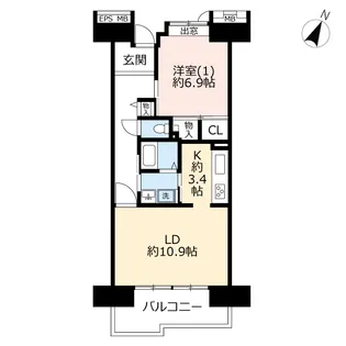 URビューコート小港【7階】の間取り