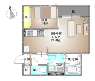 GRANDTIC 大元駅東【1階】の間取り