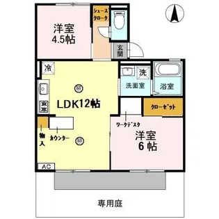 ルミエールA棟【1階】の間取り