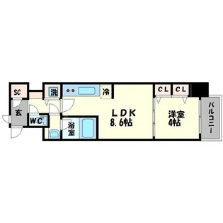 スプランディッド淀屋橋DUE【12階】の間取り