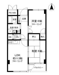 2LDKの間取り画像