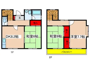 神奈川県川崎市多摩区中野島1【一戸建】の間取り