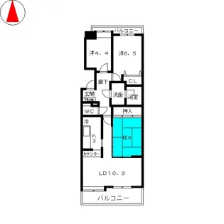 鳥見パークマンション三番街南棟【12階】の間取り
