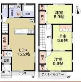 愛知県名古屋市中川区荒子4【一戸建】の間取り