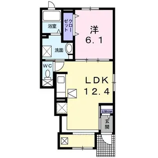 ヴィラ ハナブサ3番館【1階】の間取り