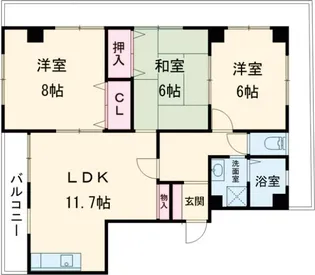 プログレス北野【3階】の間取り