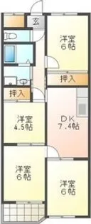 シーズンコート植田南【4階】の間取り