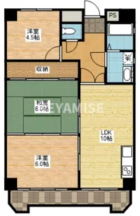 溝川ハイツ【3階】の間取り