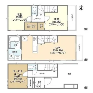 神奈川県横浜市神奈川区松見町1【一戸建】の間取り