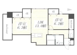 ハビテ下到津【7階】の間取り