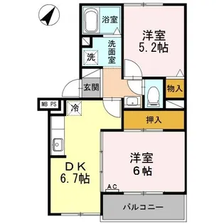 ライジングサン関野【3階】の間取り