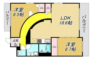 ラディエ南武庫之荘III【2階】の間取り