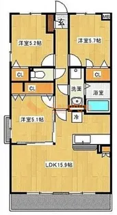 ムーンコート梅満【4階】の間取り