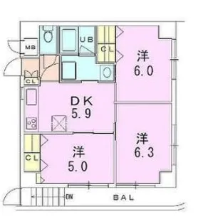 秀和新川アネックス【6階】の間取り