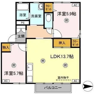 ラシェット エムザ C棟【1階】の間取り