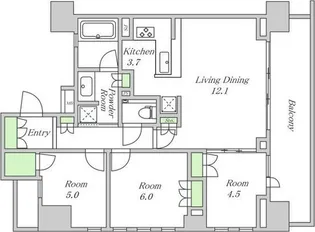 ザ・パークハウス阿倍野昭和町【7階】の間取り