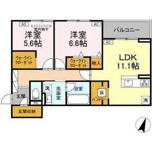 D-Crinum 加屋町【1階】の間取り