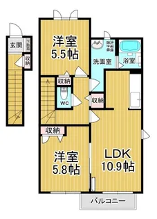 ヴィラフェリーチェB【2階】の間取り