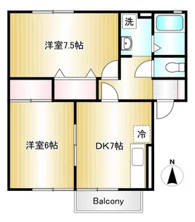 ツインコーポB棟【1階】の間取り