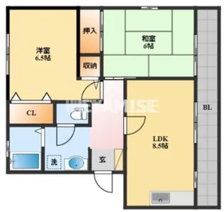 ハイカムールふじやまB【3階】の間取り