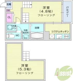 ハーモニーテラス西中田7【1階】の間取り