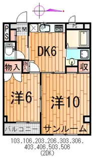 上町サンタウン【2階】の間取り