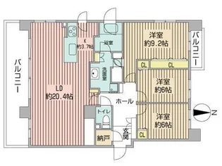 桂和レジデンス円山桜【7階】の間取り