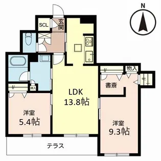 TERRACE甲子園花園【1階】の間取り