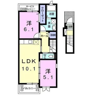 ラ リヴィエール【2階】の間取り