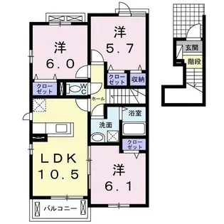 コッティメイA【2階】の間取り