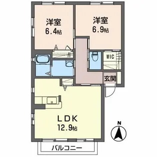 エタンアルブルB【2階】の間取り