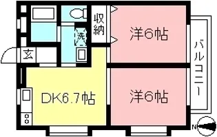 カーサボニータ大和【2階】の間取り