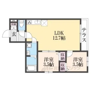 TIO瓢箪山【1階】の間取り