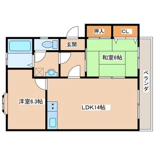 宮崎県都城市姫城町【アパート】の間取り