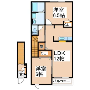 サンフラワーAB【2階】の間取り