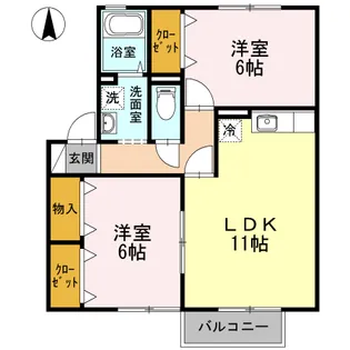 福岡県久留米市野中町【アパート】の間取り