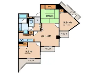 ファミールグラン四ッ谷通【14階】の間取り