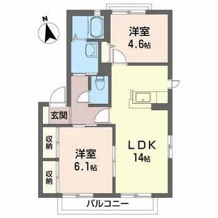 YMハイツ C棟【1階】の間取り