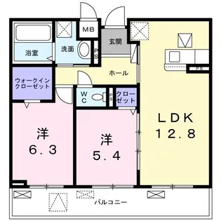 2LDKの間取り画像