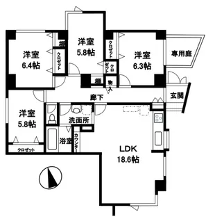 グランペール田無【1階】の間取り