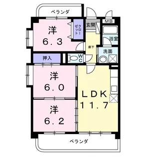 パラマウントビレッジ東岩田A【2階】の間取り