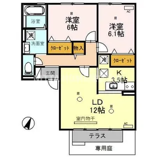 コンフォール・ヴィラB棟【1階】の間取り