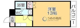 ウィングコート久留米【9階】の間取り