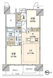 ロイヤルガーデンシティ桑田町弐番館【6階】の間取り