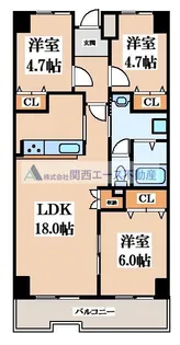 戴慶カーサグラシア【9階】の間取り