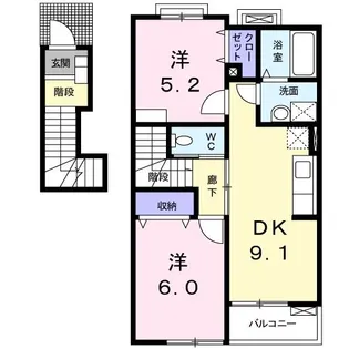 プラシード β【2階】の間取り