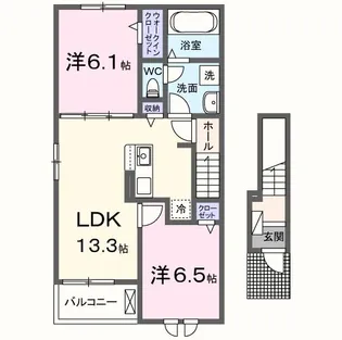 テェーニメント・エム200【2階】の間取り