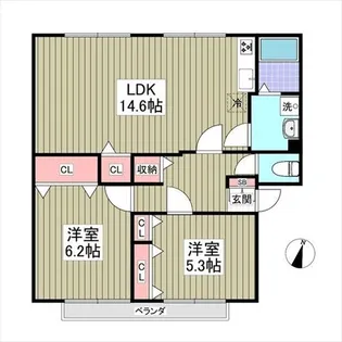 パークハイツA【2階】の間取り