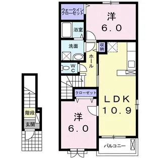 サニーコッティB【2階】の間取り